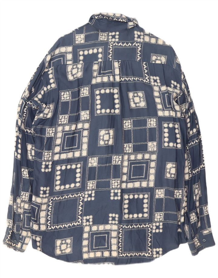 Cămașă Bărbați VINTAGE Mare Bleumarin Geometric