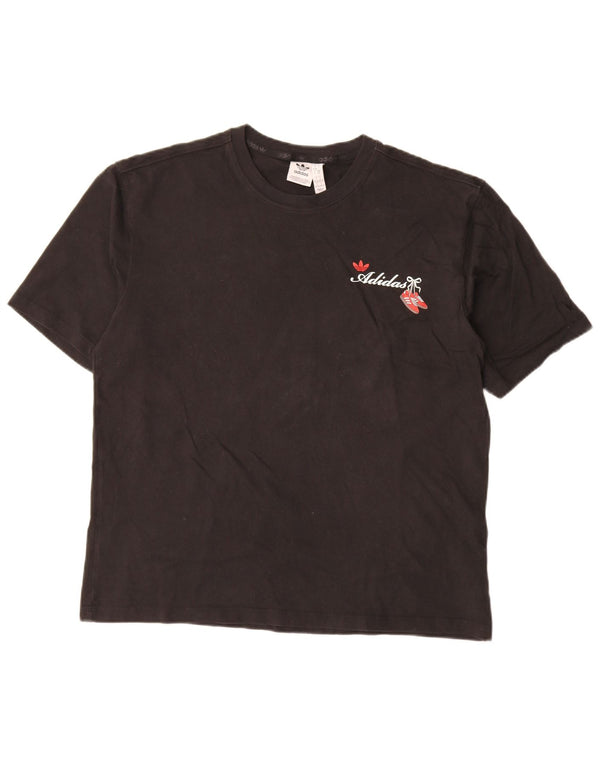 Tricou cu grafic supradimensionat pentru femei Adidas UK 8/10 Bumbac negru mic
