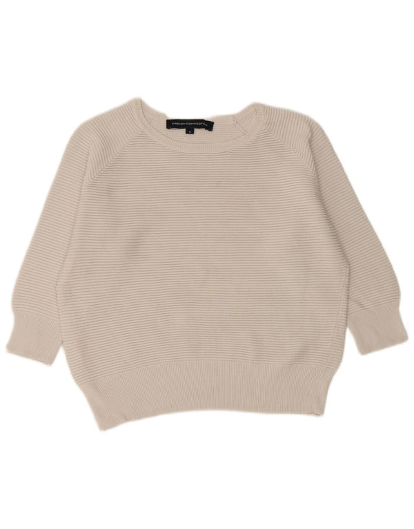 FRENCH CONNECTION Pulover pentru femei cu gâtul cu barca UK 10 Small White