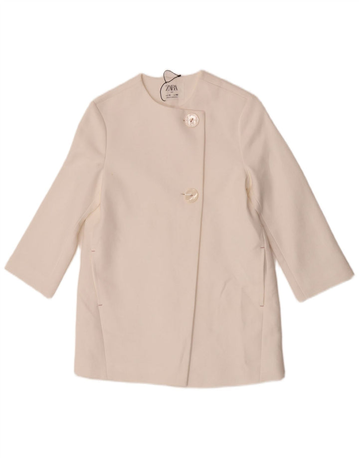 Sacou Blazer Fete 2 Nasturi Zara 9-10 Ani Bumbac Alb