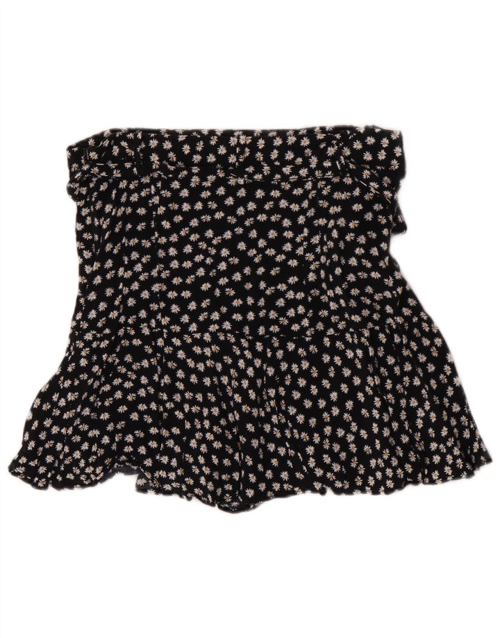 Zara Womens Skort Large W30 Black Floral Viscose