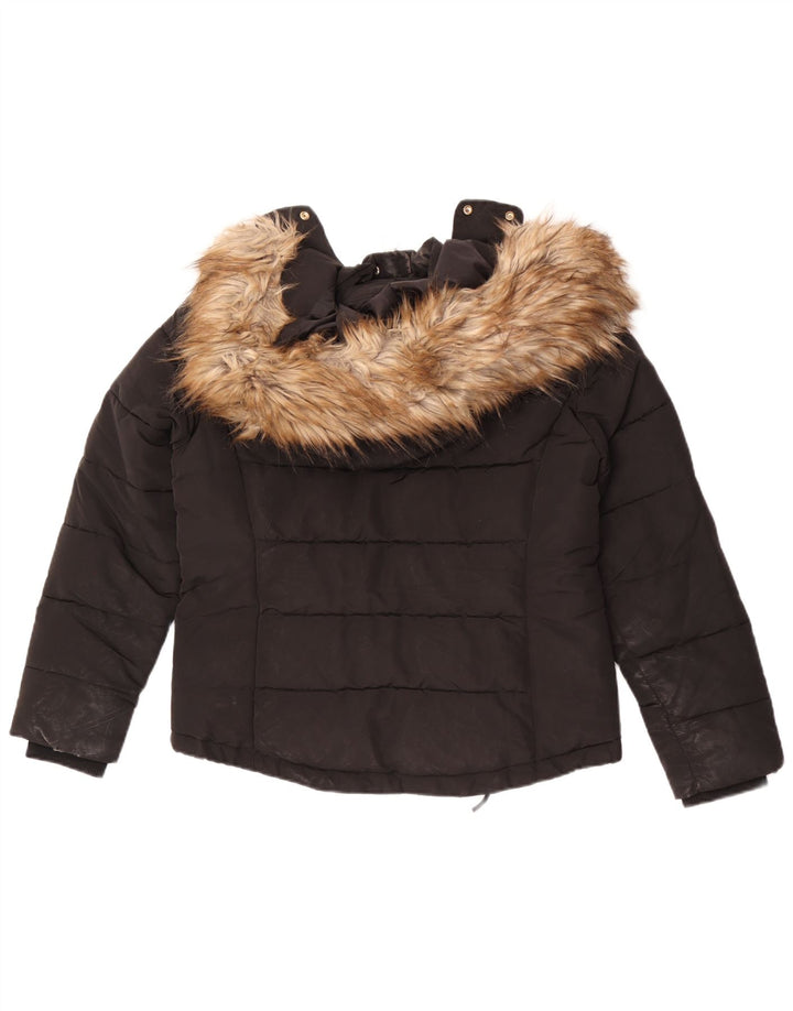 Jachetă căptușită cu glugă Topshop pentru femei UK 12 Poliester mediu negru