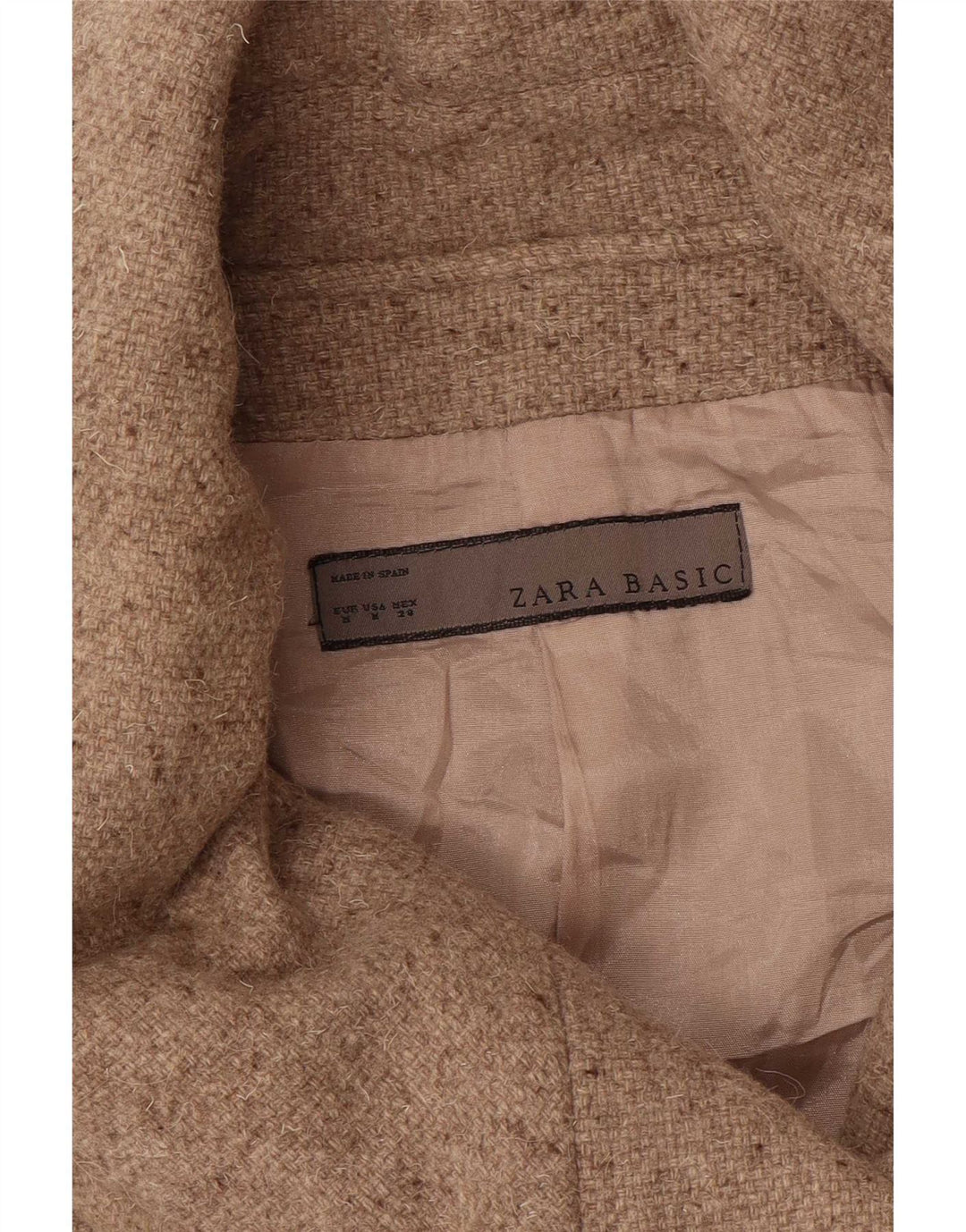 Palton dublu pentru femei Zara UK 12 Medium Bej cu pete