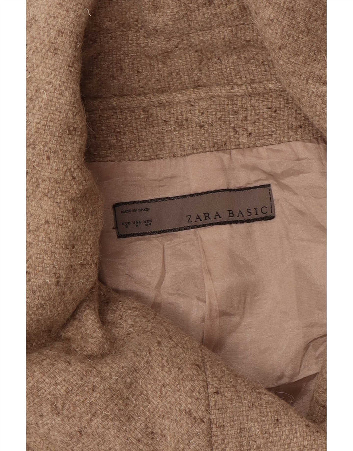 Palton dublu pentru femei Zara UK 12 Medium Bej cu pete
