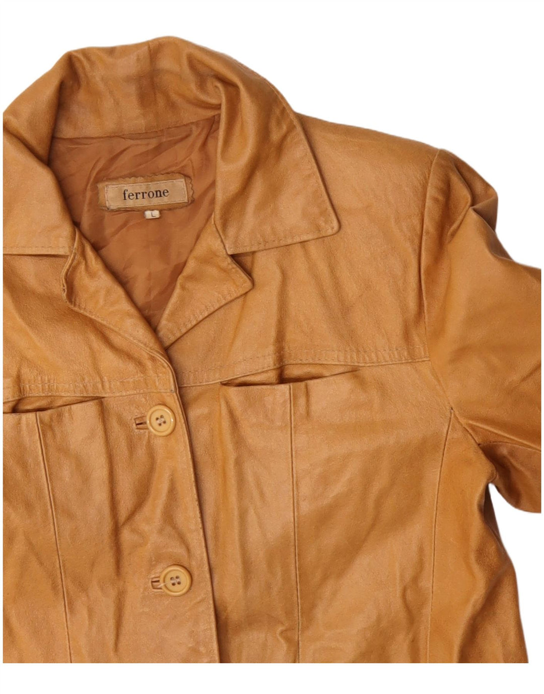 Geacă de piele pentru femei FERRONE UK 16, mare, maro, din piele
