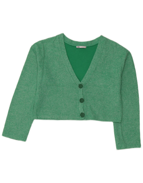 Pulover cardigan supradimensionat pentru femei Zara UK 10 Bumbac verde mic