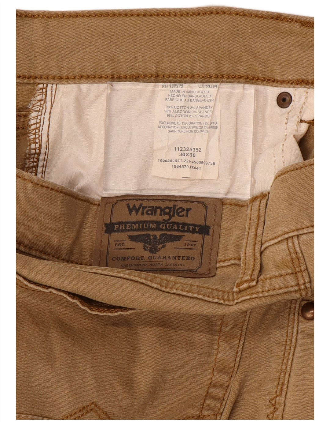 Pantaloni casual drepti pentru bărbați Wrangler W30 L30 bumbac maro