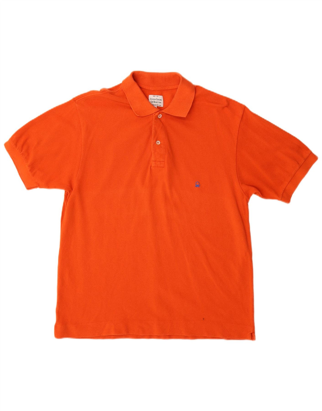 Tricou polo Benetton pentru bărbați, bumbac portocaliu mediu