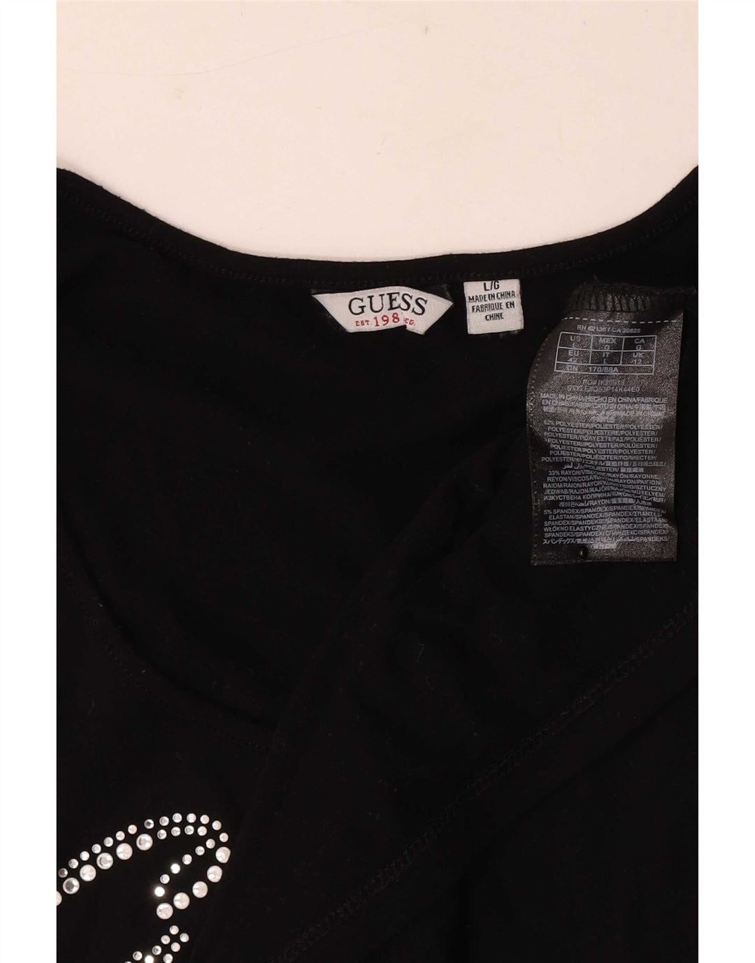 Tricou grafic Guess pentru femei Top UK 12 Poliester mediu negru