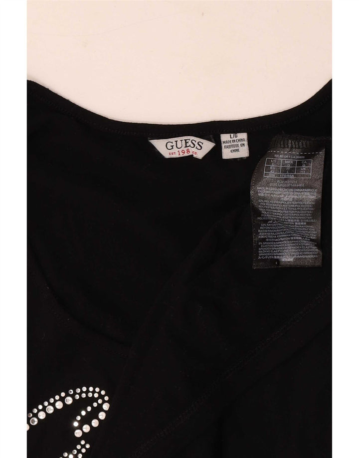 Tricou grafic Guess pentru femei Top UK 12 Poliester mediu negru