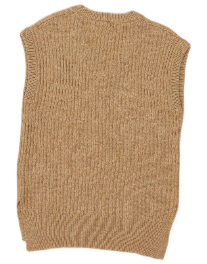 Marks & Spencer Womens Vest Tank Top UK 10 Small Beige Bumbac