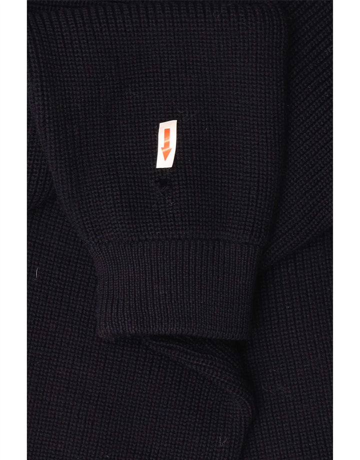 Pulover Cardigan Vintage pentru bărbați, lână virgină, albastru marin mediu