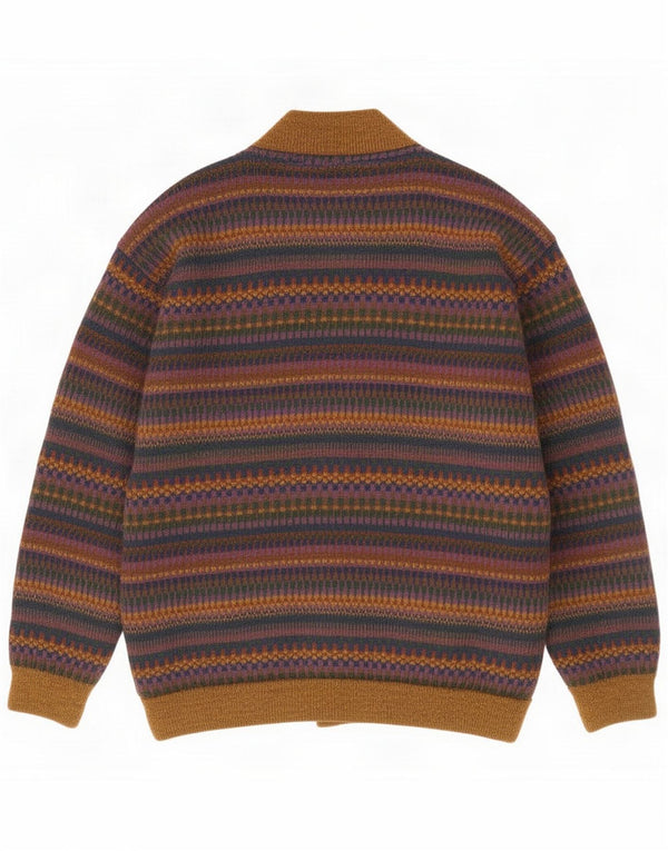 Vintage Mens Cardigan Pulover 2XL Bleumarin Lână cu dungi