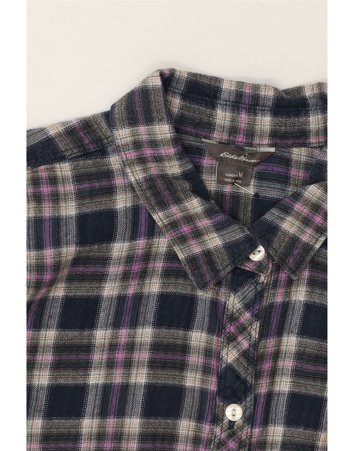 EDDIE BAUER Womens Flannel Shirt UK 14 Medium Navy Blue Check Cotton Vintage Eddie Bauer and Second-Hand Eddie Bauer from Messina Hembry 