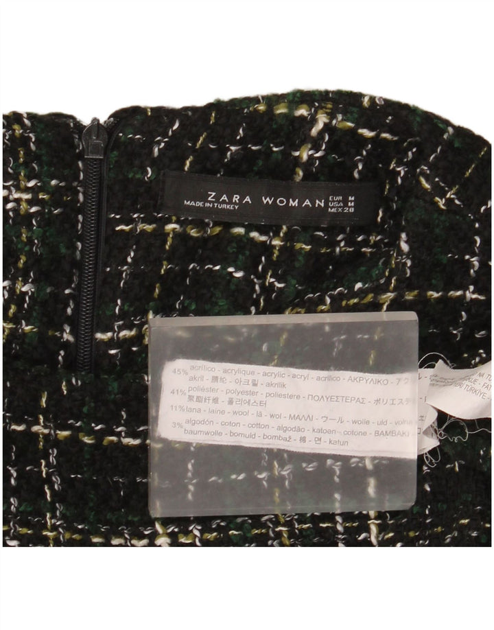 Rochie schimbătoare cu mânecă lungă pentru femei Zara UK 14 Medium Green Check Acrylic