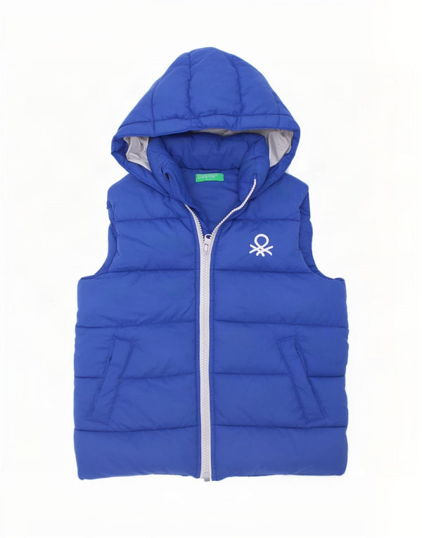 Gilet căptușit cu glugă Benetton pentru bebeluși 18-24 luni, poliester albastru