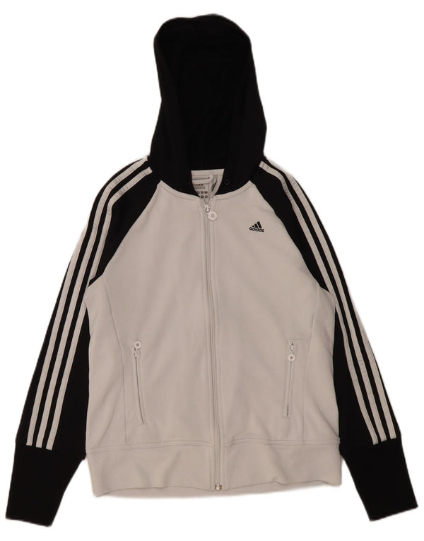 Pulover Adidas Clima 365 Zip Hoodie pentru femei UK 14 Medium White Colorblock