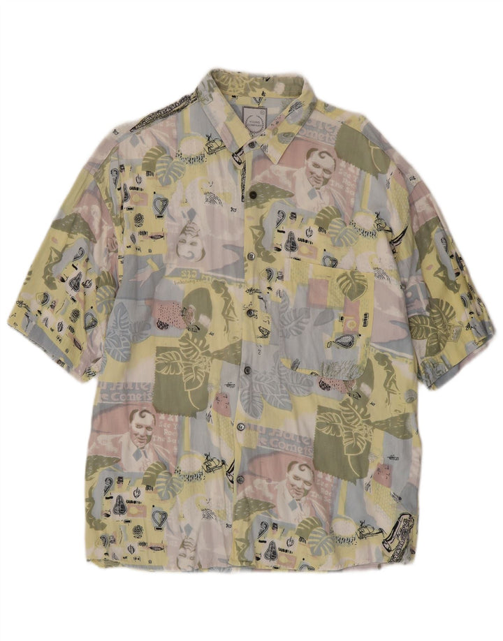 Cămașă vintage cu mânecă scurtă pentru bărbați, bumbac multicolor XL