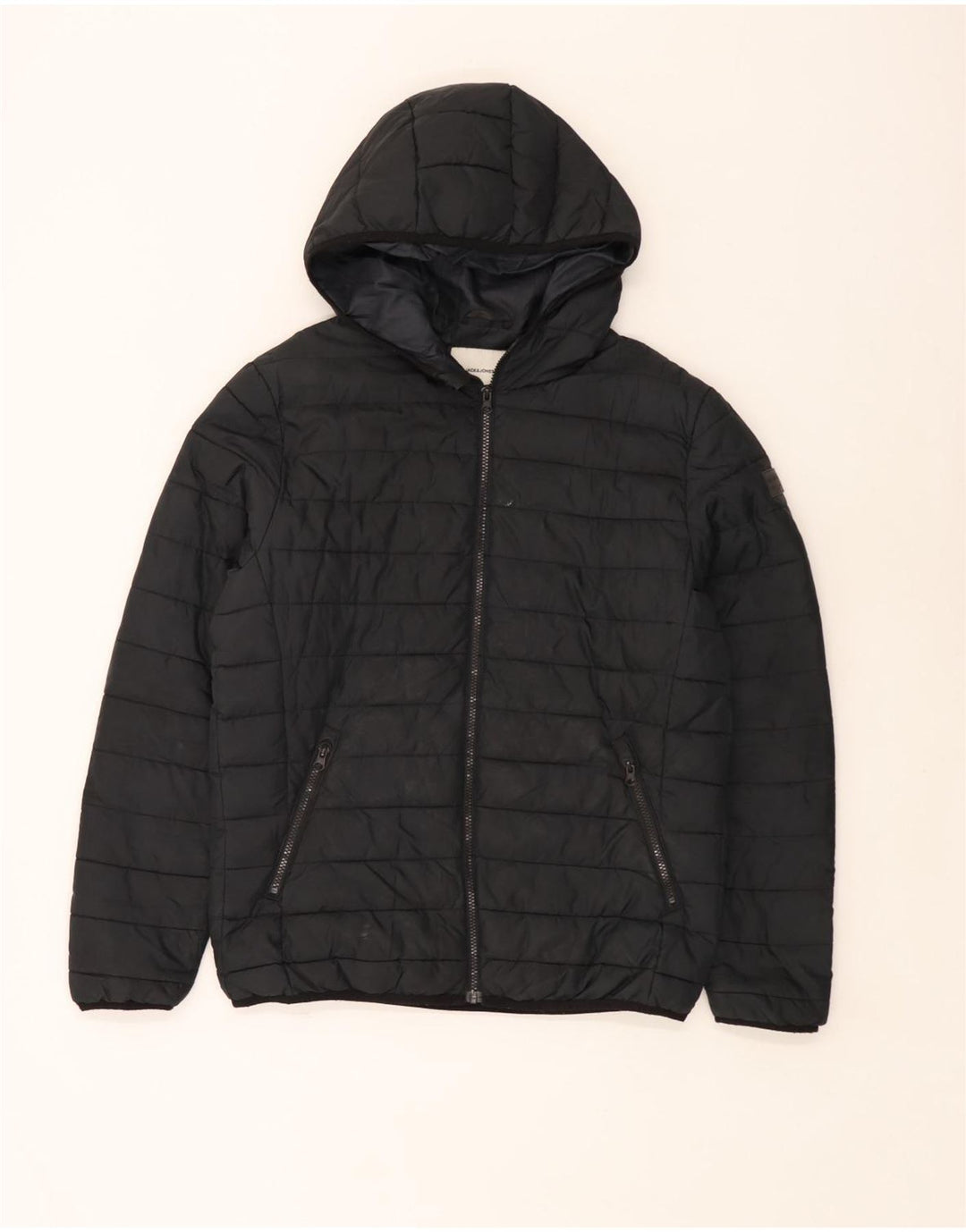 Jack & Jones Jachetă căptușită cu glugă pentru bărbați UK 40 Poliester negru mare