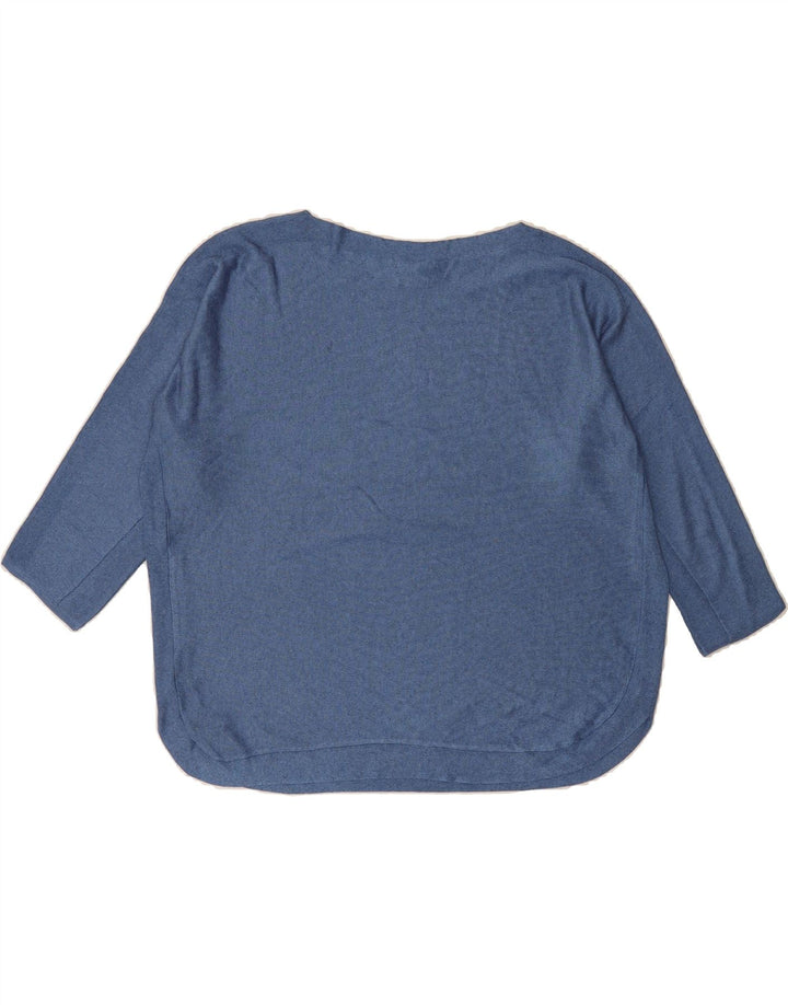 MASSIMO DUTTI Womens Oversized Boat Neck Jumper Sweater UK 16 Large Blue Vintage Massimo Dutti and Second-Hand Massimo Dutti from Messina Hembry 