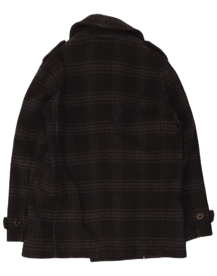 Palton pentru bărbați Pretty Green UK 40, lână mare, cu carouri, negru