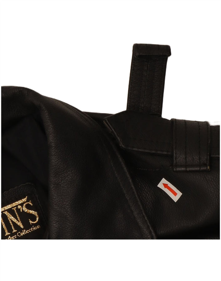 Jachetă de motociclist supradimensionată pentru femei vintage UK 10 Mic din piele neagră