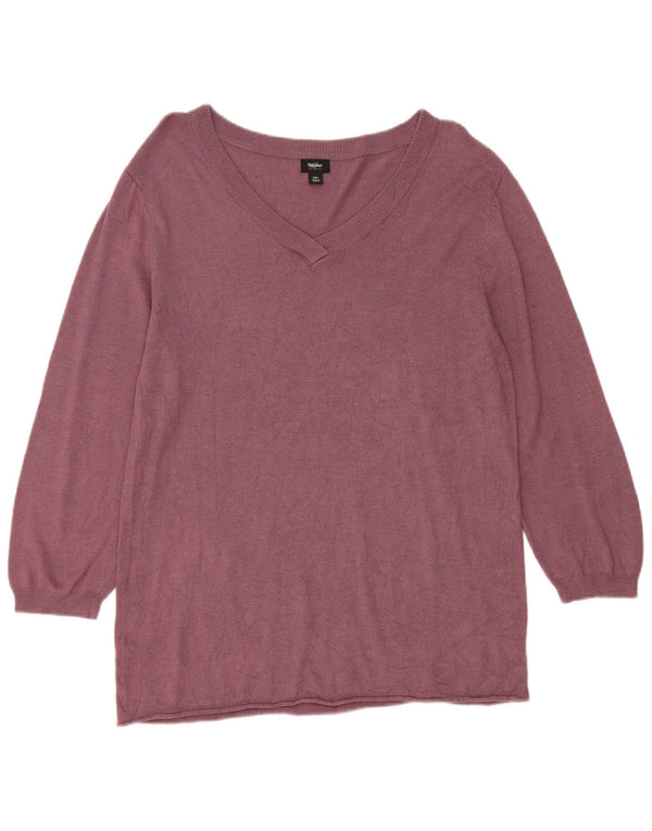 Pulover Mossimo pentru femei cu mâneci 3/4 cu decolteu în V, UK 20 2XL, violet, raion