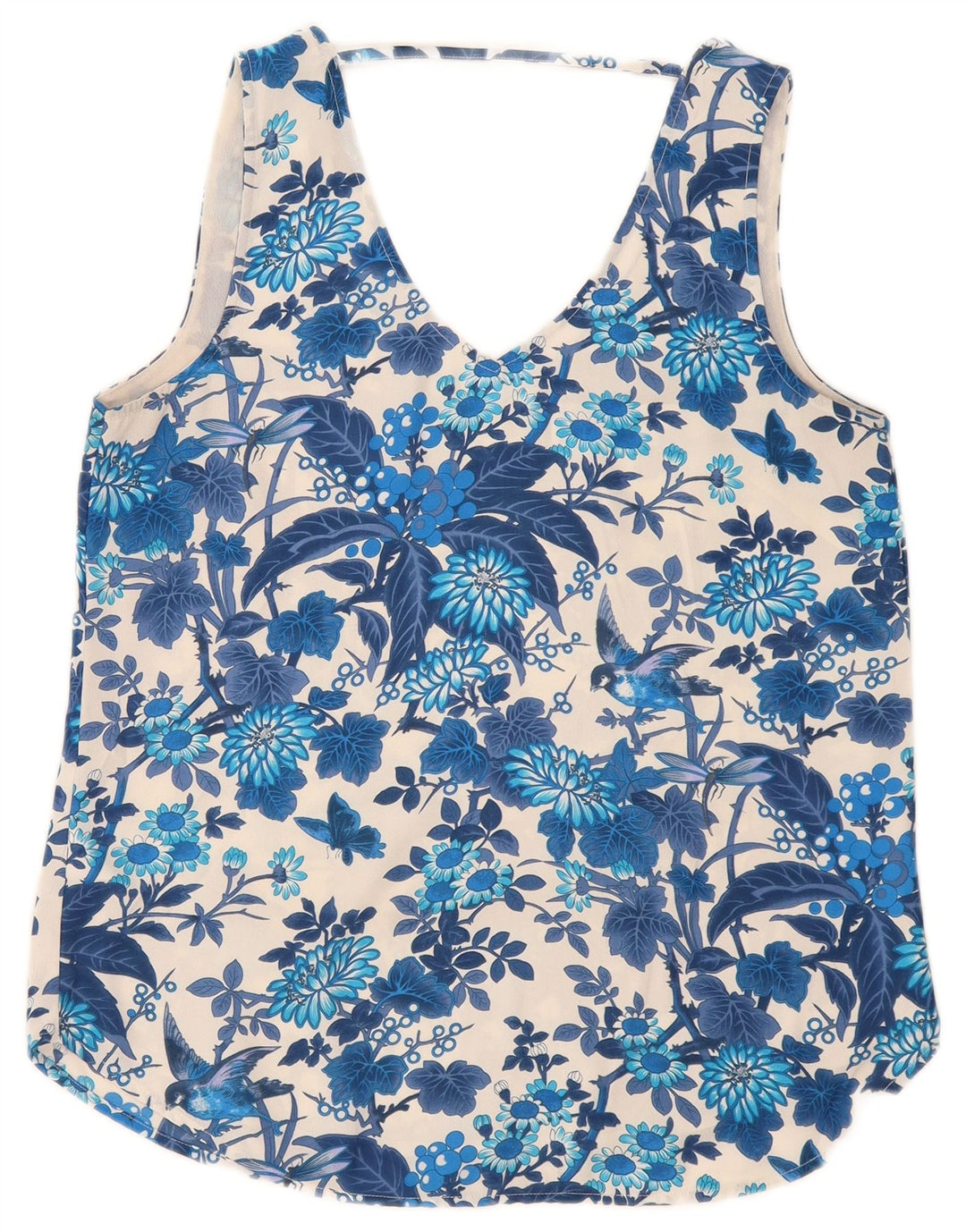 Bluză fără mâneci pentru femei Oasis UK 12 Medium Blue Floral Poliester