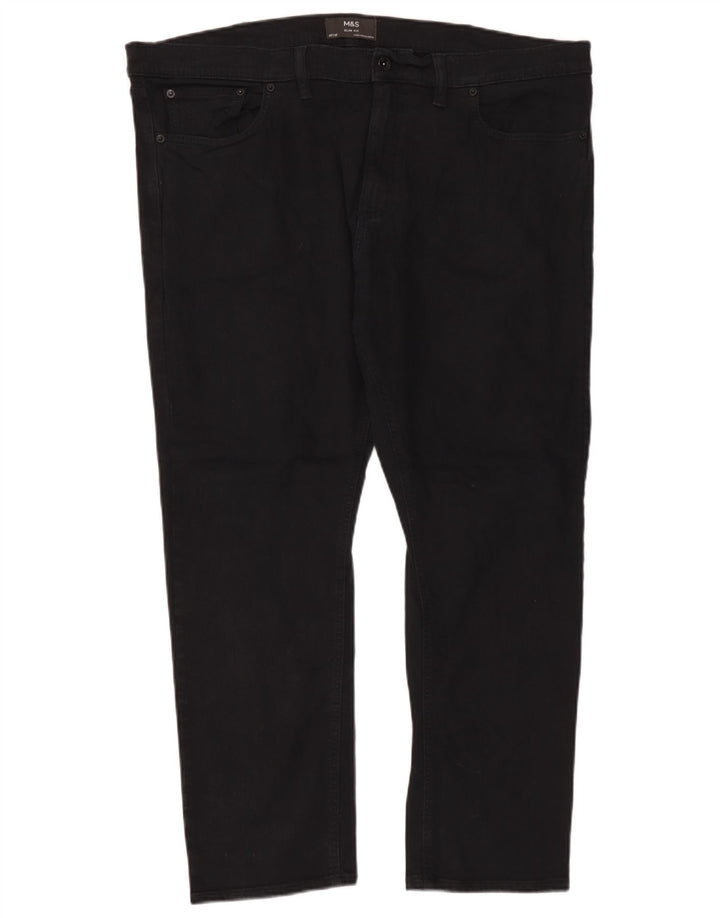 Blugi slim pentru bărbați Marks & Spencer W42 L29 bumbac negru