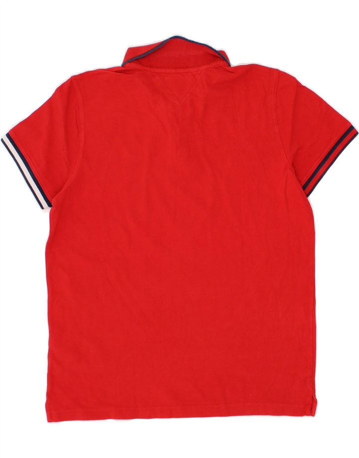 TOMMY HILFIGER Mens Polo Shirt Large Red Cotton Vintage Tommy Hilfiger and Second-Hand Tommy Hilfiger from Messina Hembry 