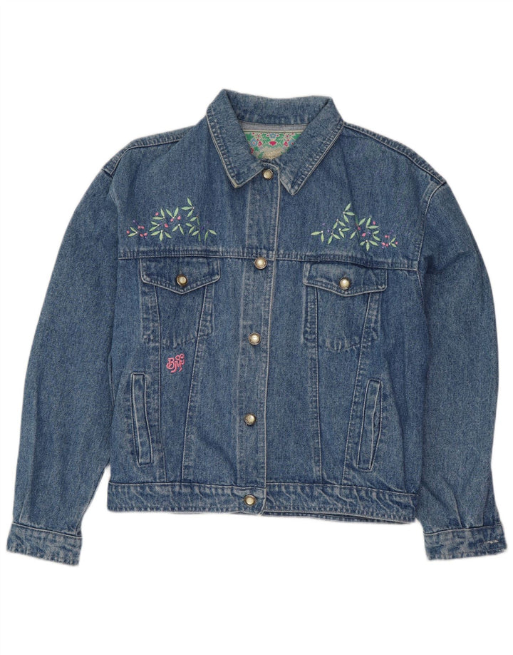 Jachetă de denim crop pentru femei VINTAGE UK 14 Large Blue