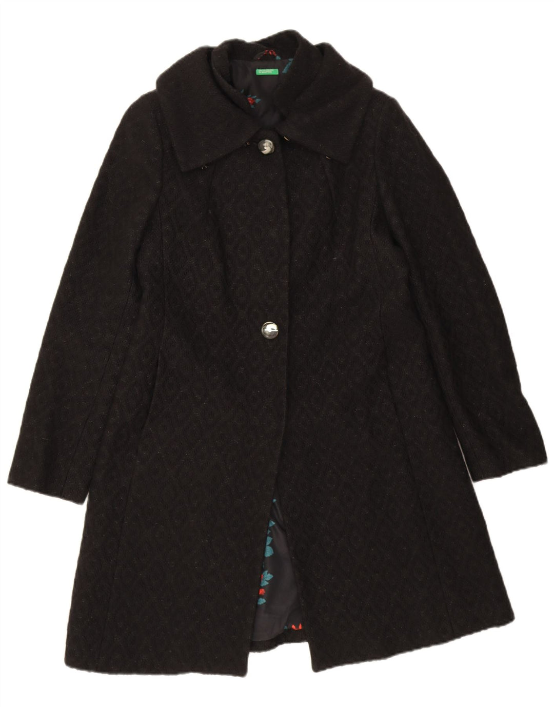 Palton pentru femei Benetton IT 44 Medium Black Argyle/Diamond