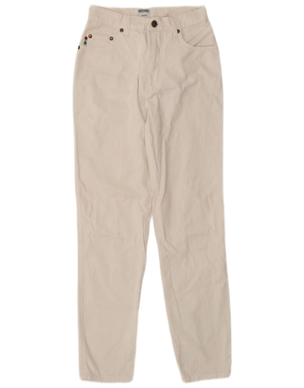 Blugi conici pentru femei cu talie înaltă Moschino W32 L29 bumbac alb