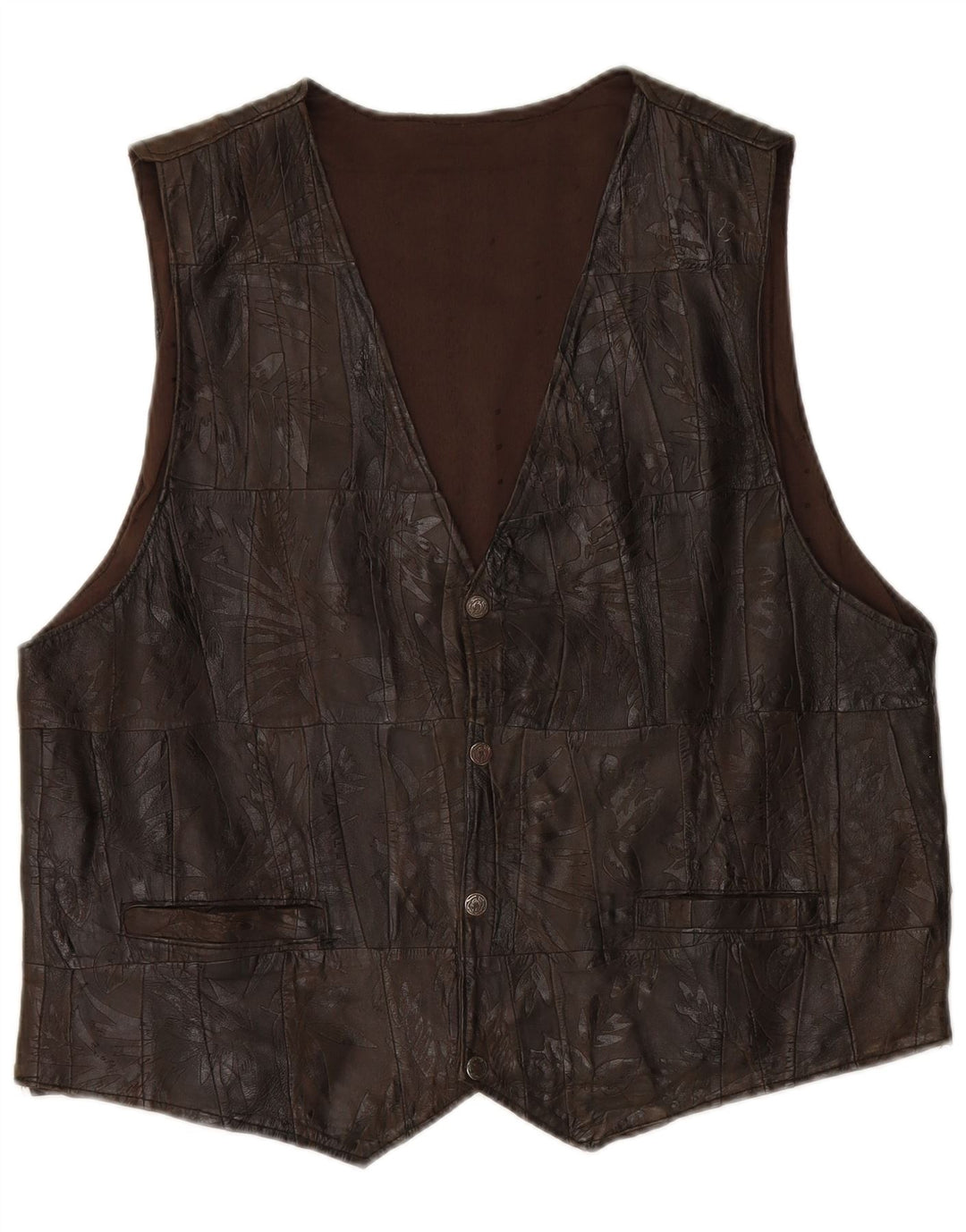 Vestă din piele pentru bărbați VINTAGE 2XL maro mozaic