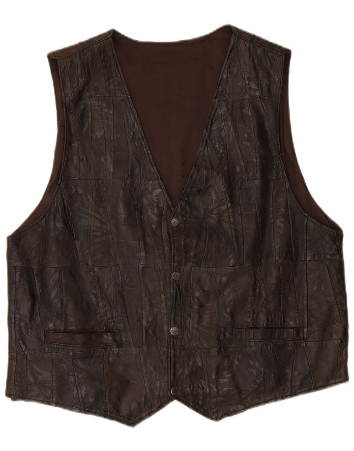 Vestă din piele pentru bărbați VINTAGE 2XL maro mozaic