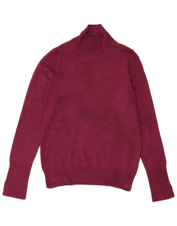 Zara Womens Turtle Neck Jumper Sweater UK 12 Medium Burgundy Flecked