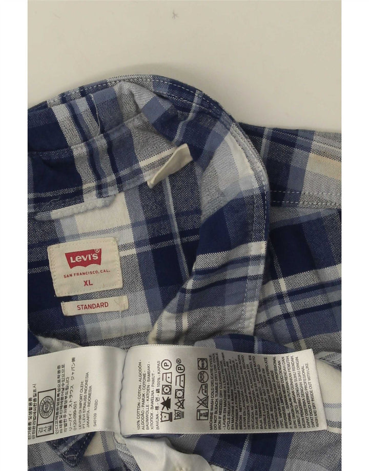 Cămașă de flanel standard Levi's pentru bărbați XL, bumbac cu carouri albastre