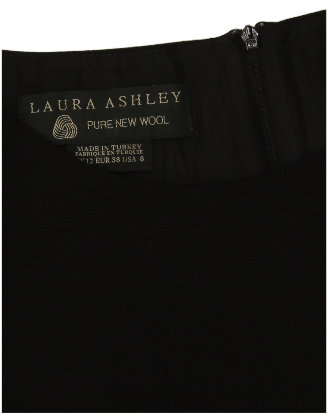 Laura Ashley Rochie Teacă Femei UK 12 Medium Negru Lână Nouă