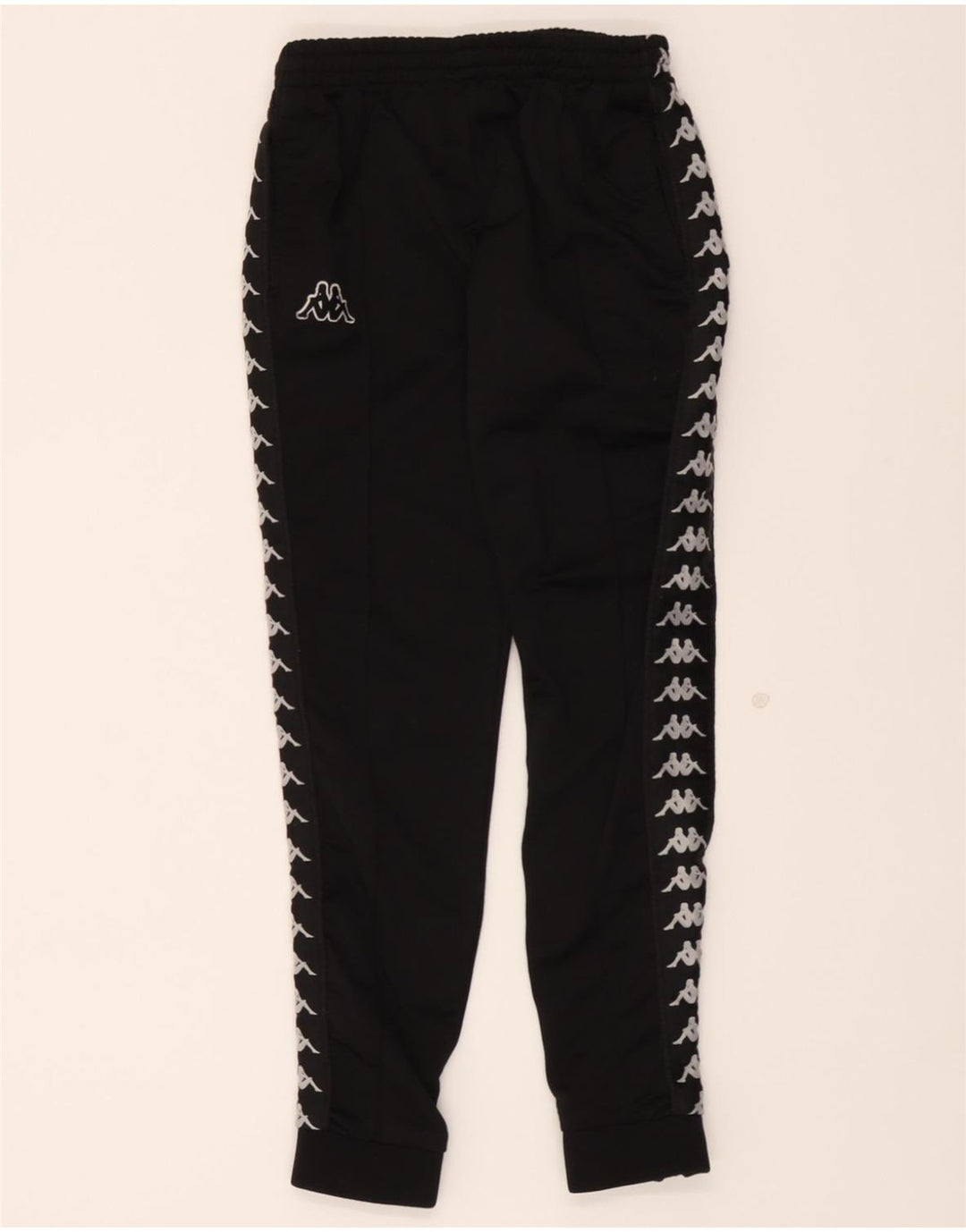 KAPPA Boys Graphic Tracksuit Trousers Joggers 11-12 Years  Black Polyester Vintage Kappa and Second-Hand Kappa from Messina Hembry 