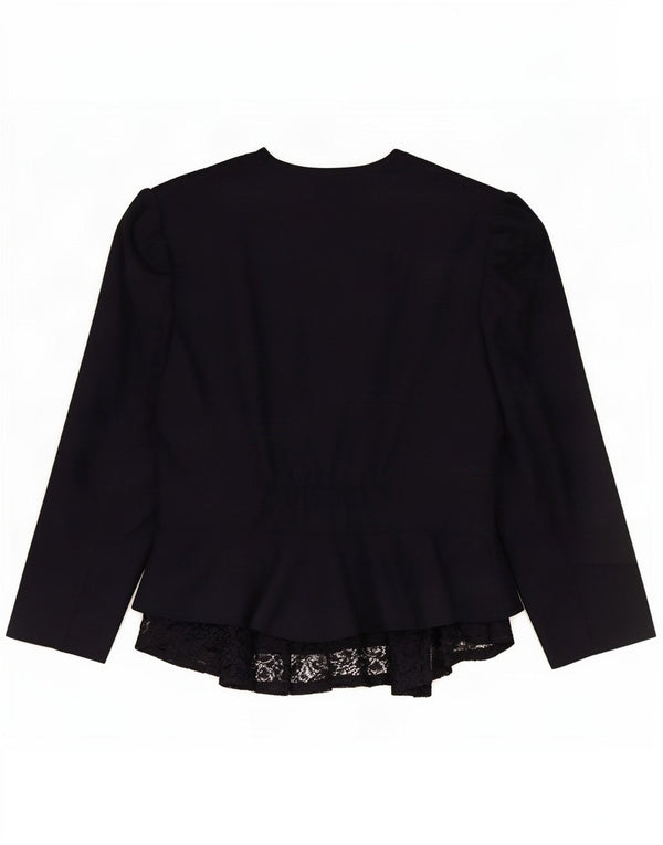 Jachetă vintage pentru femei la dublu-breaste UK 12 Medium Bleumarin