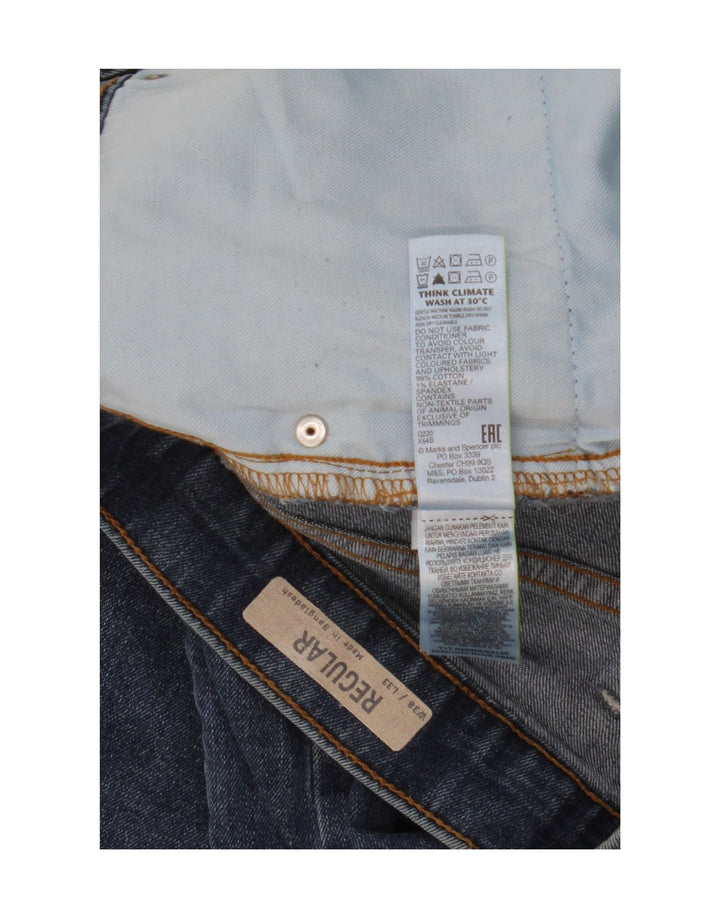 Blugi drepți obișnuiți pentru bărbați Marks & Spencer L38 L33 Bumbac albastru