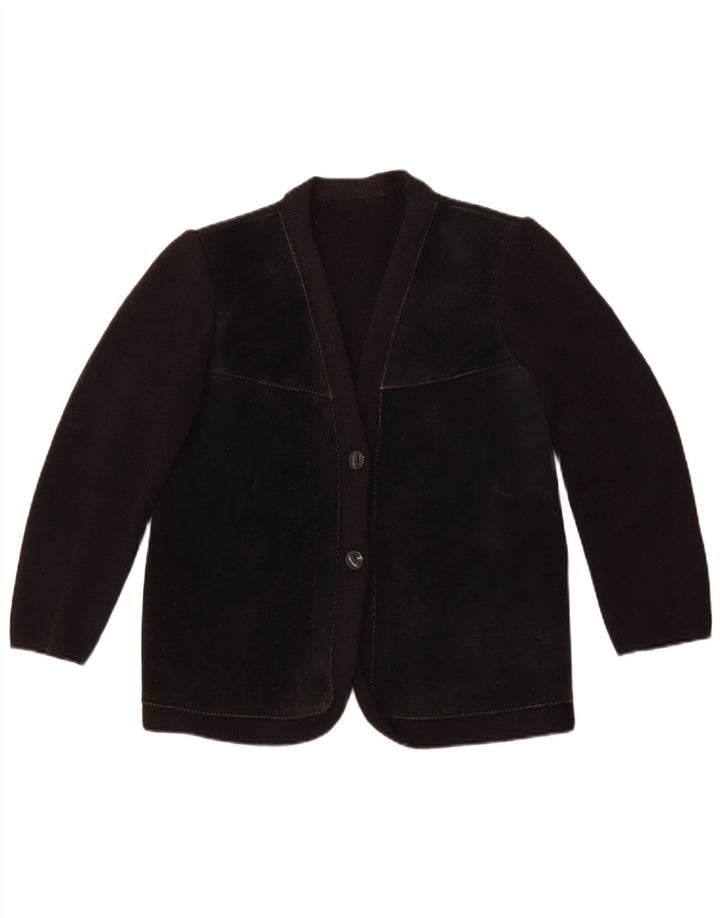 Pulover cardigan pentru femei VINTAGE UK 12 Medium Black Colorblock