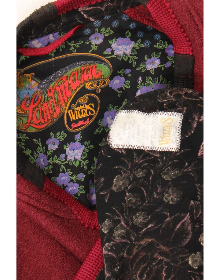 Jachetă vintage pentru bărbați cu 5 nasturi, UK 40, lână burgundy mare