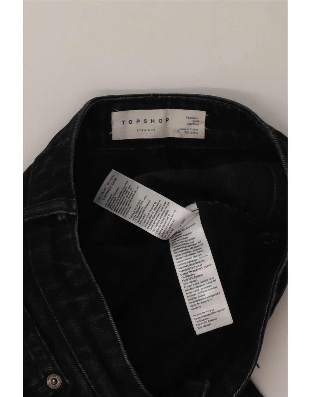 Blugi drepti pentru femei Topshop L25 L26 bumbac negru