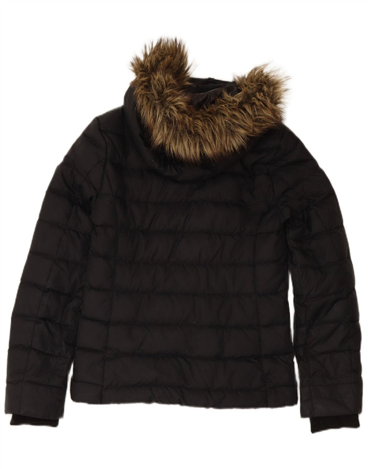 TOMMY HILFIGER Womens Hooded Padded Jacket UK 10 Small Black Polyester