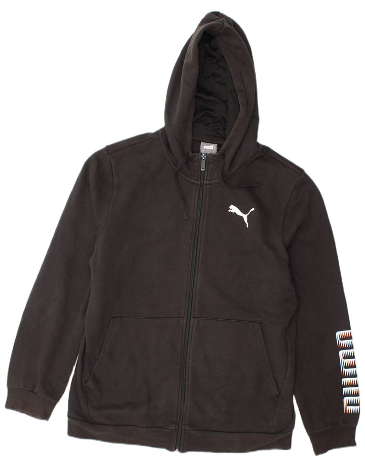 Pulover Puma Graphic Zip pentru bărbați, bumbac mediu negru