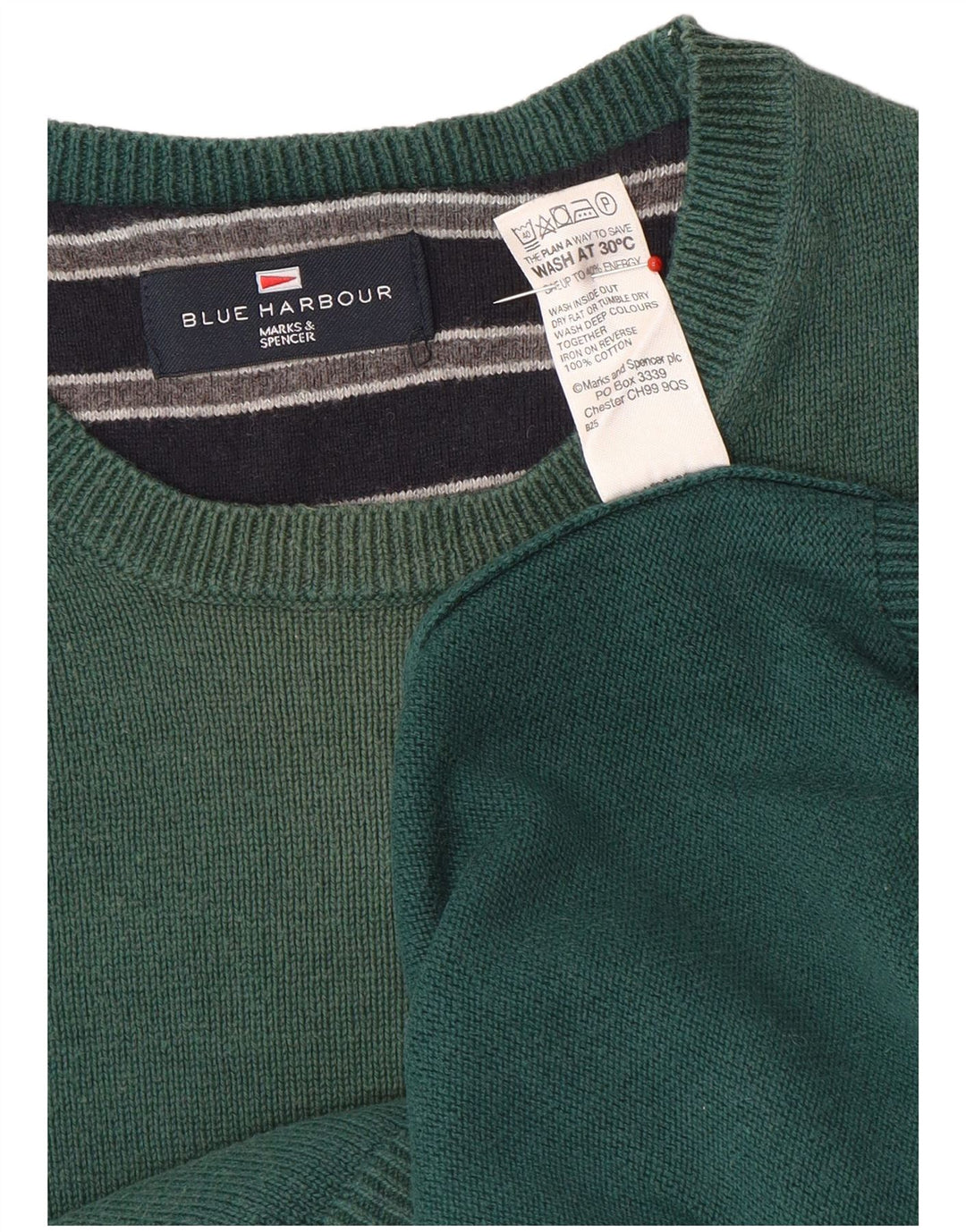 Pulover pentru bărbați Marks & Spencer, Blue Harbour, cu gât crew, verde mediu