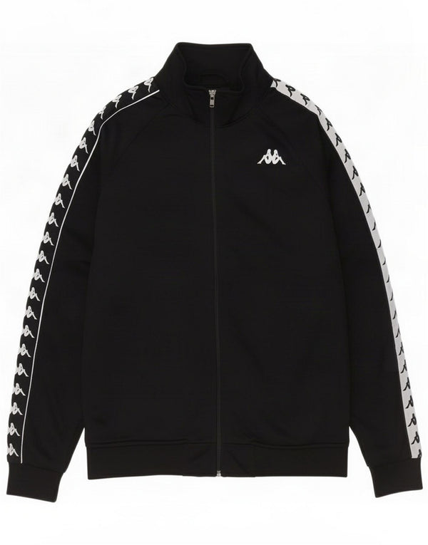 Jachetă de top pentru trening grafic Kappa pentru femei UK 14 Medium Black Colorblock