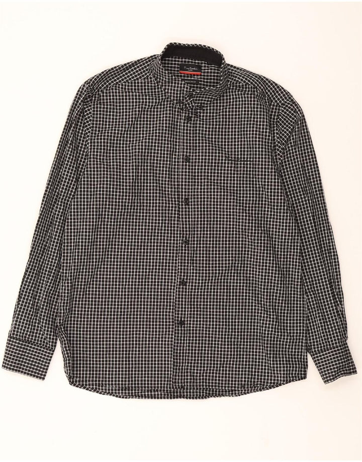 PIERRE CARDIN Mens Regular Fit Shirt Large Black Check Vintage Pierre Cardin and Second-Hand Pierre Cardin from Messina Hembry 