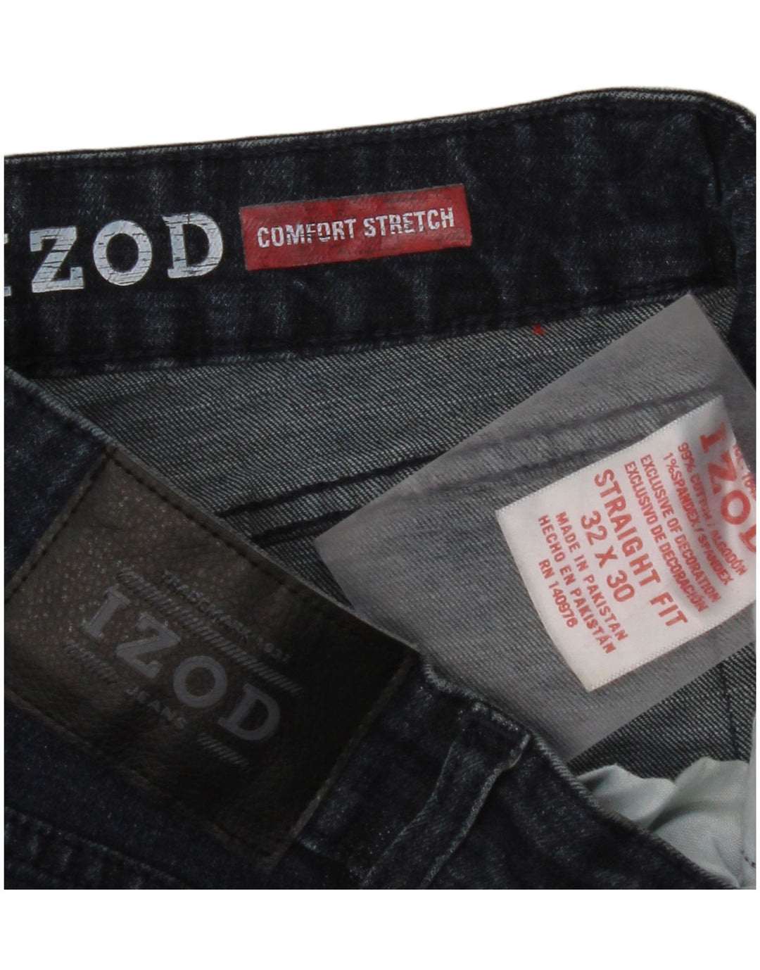 IZOD Blugi drepti elastici confort pentru bărbați W32 L30 bumbac albastru